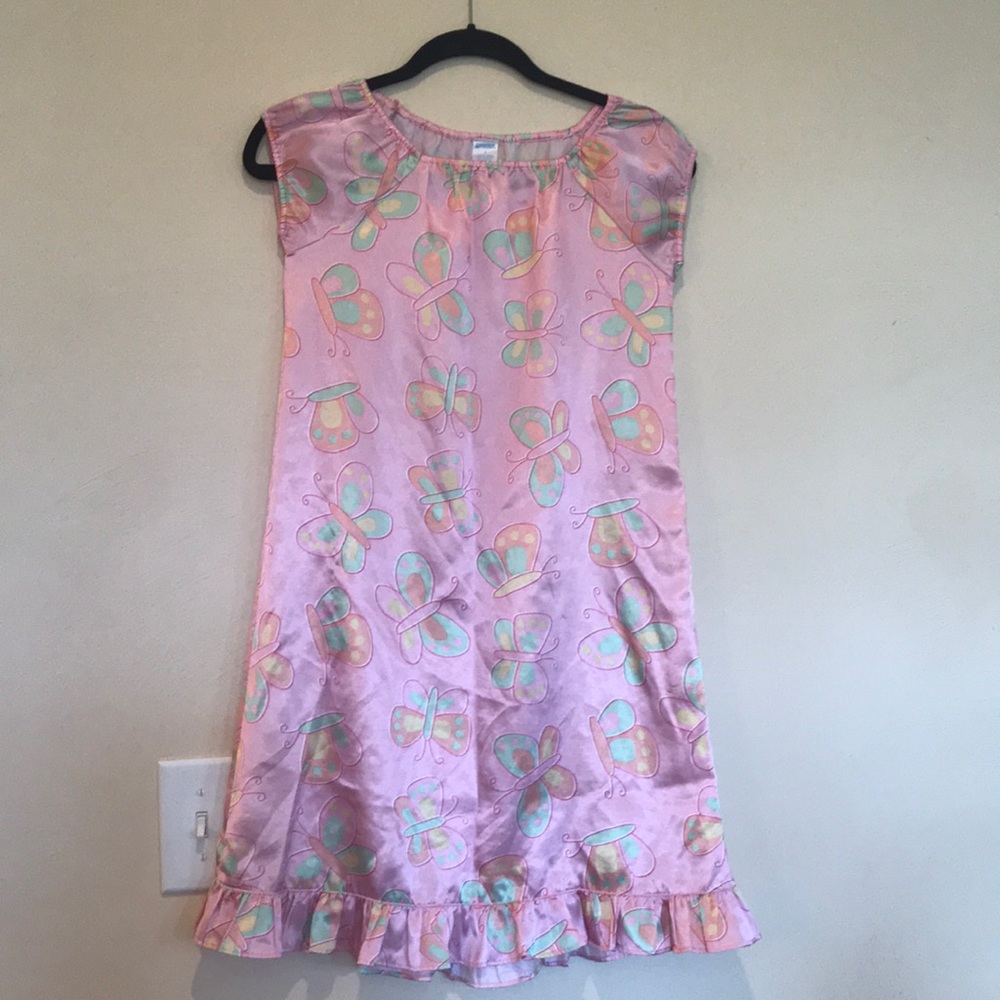 Silky girls nightgown with ruffle bottom